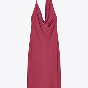 Asymmetric Satin Midi Dress